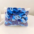 Bulk pack of blue gradient chenille elastic hair bands in a clear OPP storage bag - Dream Blue