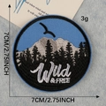 Circular Wild & FREE snow mountain forest embroidery patch with 7cm diameter size - Wild & Free Snow Mountain Style (D4R-B-3-4)