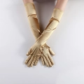 Eleganti guanti lunghi di raso dorato con finitura lucida per abiti da sera e party - Taglia unica / Oro