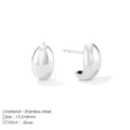 Minimalist silver teardrop earrings in polished stainless steel for women - 13.5x8mm / Silver