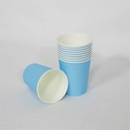 Stack of blue disposable paper cups with white interior for coffee and party use - 10 Pieces Pack / Light Blue