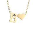 Collana dorata con ciondolo lettera B e cuore su una catena a maglie classiche - Lettera B - Oro