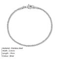 Elegantes 2,4 mm silbernes Edelstahl-Gliederkettenarmband mit Karabinerverschluss - 19cm / Silber