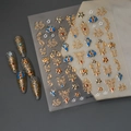 New Chinese palace style nail art stickers with gold embossed totems and grey glitter nails - Vintage Court Totem (CO-282)