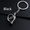 Creative turbocharger keychain in metallic black finish with durable alloy chain - Black Turbo