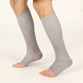 Chaussettes de compression grises élastiques en nylon jacquard respirant, longueur mi-mollet - Hautes au Genou Bout Ouvert / Gris