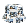 Gros plan sur le bob blanc avec imprimé graffiti New York coloré et toile de haute qualité - M (56-58cm) / Style de Paysage Urbain Blanc (2#)