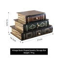 Vintage faux leather book-shaped jewelry storage box with 3 stacked drawers and gold trim - 3-Layer Drawer Storage Box Style A