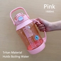 Pink 1900ml TRITAN sports water bottle with handle and capacity scale markers - Dusty Pink Tritan Version