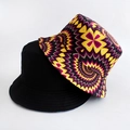 Wende-Anglerhut in Schwarz und mit farbenfrohem geometrischem Kaleidoskop-Muster - Erwachsene 55-58cm / Kreismuster Gelb