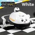 White bumper car shaped kids water bottle with bear design and comfortable strap - PC Material / White Bumper Car (Including Stickers/Cleaning Set)