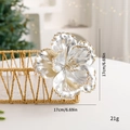 Artificial silver Christmas flower with gold glitter edges and 17cm diameter size - 17cm / Bright Silver Grey