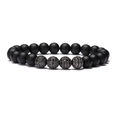 Creative matte black beaded bracelet featuring micro-pave black zircon decorative spheres - 4 Black Zirconia Balls