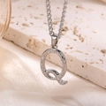 Polished silver textured letter Q pendant necklace with elegant spiral pattern engraving - Steel Letter Q (Pendant Only)