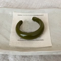 Minimalist olive green resin ring with a chunky open design and high gloss finish - Bangle / Green