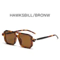 Gafas de sol cuadradas de carey a la moda con lentes marrones y diseño de doble puente - Montura de Carey Lente Té
