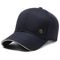 Navy blue baseball cap for men with metal logo detail and white sandwich brim design - Letter R Navy Blue