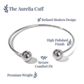 Bracelet jonc ouvert minimaliste en acier inoxydable avec boules et fini miroir poli - Boules Symétriques / Argenté