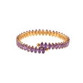 Lussuoso bracciale rigido in acciaio dorato con zirconi viola taglio marquise eleganti - Zirconia Viola (B0332)