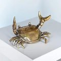 Vintage koperen krabfiguur als creatieve bureaudecoratie en penseelhouder - Krab Worstelaar