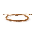 Handwoven adjustable bracelet in metallic bronze finish with silver bead accents - Gold Brown
