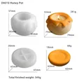 Dimensioni dettagliate dello stampo in silicone per miele e peso candela finita - D4010 Stampo Barattolo di Miele