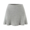 Women's chic grey cable knit A-line pleated mini skirt with premium textured fabric - S / Grey Pleated Mini Skirt