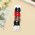Set of six grosgrain ribbon bow hair clips for babies in navy blue red and white - Navy Red Brown Black White Mixed (#23)