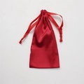 Satin drawstring gift bag in vibrant red color for organizing jewelry and small accessories - Red
