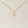 18K gold plated necklace with white shell flower pendant and engraved letter T - Letter T