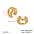 Pendientes de doble capa de acero inoxidable dorado, tamaño 9mm y peso de 8g - Estilo de Doble Capa Dorado (YYEW25004-G)