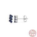 Elegant S925 sterling silver stud earrings with deep blue rectangular zircon stones - 925 Silver / Silver-Blue Zirconia