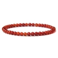 Minimalist 4mm red agate stone bead bracelet with a polished finish and elastic cord - Red Agate
