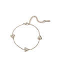 Detail of a gold heart pendant bracelet with white inlay and lobster clasp closure - Steel Color Bracelet (N607)