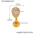 Golden titanium alloy water drop piercing stud with zircon and weight specs - Gold Lip Stud (T017)