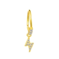 Golden lightning pendant ring with sparkling white zircon stones in a polished finish - Gold Lightning Nose Ring (K-695)