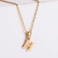 Minimalist 18k gold plated stainless steel necklace featuring a letter H pendant - Letter H