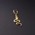Golden snake dangle earring featuring sparkling zircons and green gemstone eyes - Crystal Green Eye Snake Style (336-7#)
