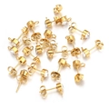 Pendientes de acero inoxidable dorados con pedrería y anillas para bisutería DIY - 3mm / Dorado