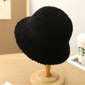 Chic black lamb wool bucket hat for women with warm faux fur texture for winter - M (56-58cm) / Black