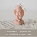 Elegant angel-shaped scented soy candle in soft pink with decorative ribbon and rose scent - Beige (Rose)