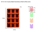 Moule en silicone brun à 12 cavités tête de lapin pour chocolat, pâtisserie et résine - 12-Cavités Tête de Lapin (D5116-1B) / 20x12x2.1cm / Café