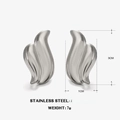 Silver asymmetrical wing stud earrings in polished stainless steel, 3cm size - Steel Color Wing Stud Earrings