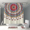 Mandala patterned 4-piece bathroom set with shower curtain and matching floor mats - Shower Curtain 90x180 / Multicolor Mandala (kq001)