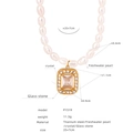 Collana di perle d'acqua dolce barocche con ciondolo in acciaio titanio e cristallo - Collana Perla Pendente Quadrato (P1519)
