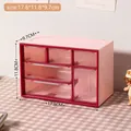 Pink desktop organizer with 6 drawers for stationery and cosmetics storage in size 17.8cm - Six Grids / Pink & Red Strawberry (9#)