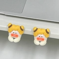 Clips adhesivos para cables con diseño de dibujos animados para organizar el escritorio - Personaje con pelo amarillo / 2 Piezas/Juego