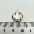 Detailed view of 18K gold plated smiling face pendant with mop inlay and rhinestones - Smiley Face (White Shell)