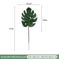 Artificial mini monstera leaf for decoration, 21cm total length, deep green color - Green Mini Monstera Leaf [With Stem]