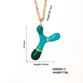 Golden alloy letter Y necklace with green enamel pendant and detailed dimensions - Letter Y Style (N00906-Y)
